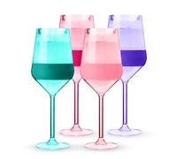 Host Wine Freeze, Copa enfriadora para Vino y Bebidas de plástico Aislante de Doble Pared con Gel refrigerante, para Vino Tinto y Blanco, Juego de 4, 8,5 oz (251 ml) - Tonalidad Rosada (10036)