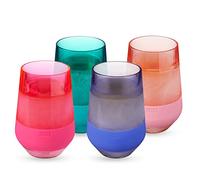 Host Wine Freeze - Vaso refrigerante XL de plástico de doble pared aislado para bebidas congelables con gel de congelación, para vino tinto y blanco, juego de 4, 355 ml, surtido (10026)