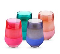 Host Wine Freeze - Vaso refrigerante XL de plástico de doble pared aislado para bebidas congelables con gel de congelación, para vino tinto y blanco, juego de 4, 355 ml, surtido (10026)