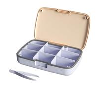 Hostda Organizador magnético de pastillas de 9 compartimentos, pastillero diario con compartimentos ajustables, sello de silicona impermeable para viajes, hogar y oficina (azul)