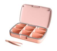 Hostda Organizador magnético de pastillas de 9 compartimentos, pastillero diario con compartimentos ajustables, sello de silicona impermeable para viajes, hogar y oficina (rosa)