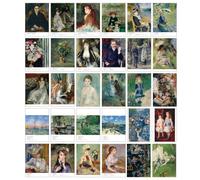 HOSTEESSCHOICE Hermoso juego de 30 postales artsticas de Pierre Auguste Renoir, paquete variado de tarjetas postales, paisajes de pintura famoso