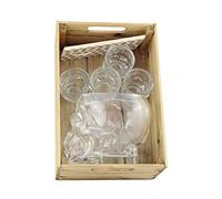 Hostelnovo - Innovador Pack Calavera : Caja en Madera + 1 Vaso Tiki de 600 ml en Forma de Calavera + 4 chupitos Calavera 50 ml + 2 Porta chupitos Estampado