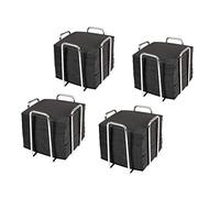 HostelNovo - Set de 4 servilleteros con 200 ud de servilletas de cóctel 10x10 cm - Servilletero de acero inoxidable resistente - Servilletas color negro, papel desechable