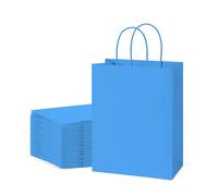 Hostelpak | Bolsa papel asa rizada 18x8x24 Blanca, embalaje resistente para comercios, presentación profesional de productos, solución de embalaje sostenible (Azul claro)