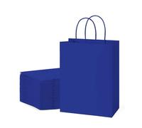 Hostelpak | Bolsa papel asa rizada 22x10x27 Blanca, embalaje resistente para comercios, presentación profesional de productos, solución de embalaje sostenible (Azul marino)