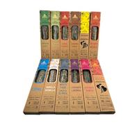 HOSTENATURA Aroma Nature | Kit Incienso Orgánico Variado | 12 Cajas de Inciensos Naturales Artesanales | Incluye Copal, Vainilla, Salvia, Lavanda, Romero, Ruda, Sándalo, Canela, Palo Santo y más