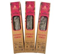 HOSTENATURA Aroma Nature | Pack 3 Inciensos Orgánicos Romero | 3 Cajas con 8 Varillas Gruesas | Incienso Natural Artesanal de Larga Duración 1h | Aroma Herbal Refrescante