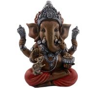 HOSTENATURA Figura Ganesha en Resina 17 cm | Estatua Espiritual Hindú de Sabiduría, Prosperidad y Protección | Decoración Zen y Esotérica
