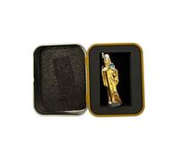 HOSTENATURA Figura Resina Santa Muerte Dorada 5cm en Lata | Prosperidad, Protección y Energía Espiritual | Mini Estatua Esotérica Decorativa