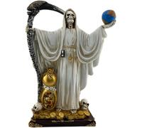 HOSTENATURA Figura Santa Muerte Blanca con Bola 30 cm | Estatua Espiritual de Protección, Paz y Claridad | Figura Religiosa Esotérica en Resina