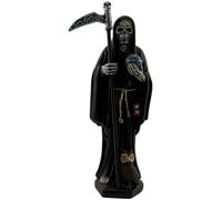 HOSTENATURA Figura Santa Muerte Negra 15 cm | Estatua Espiritual de Protección, Poder y Defensa Energética | Figura Religiosa Esotérica en Resina