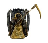 HOSTENATURA Figura Santa Muerte Sentada Dorada 15 cm | Estatua Espiritual de Protección, Poder y Equilibrio | Figura Religiosa Esotérica en Resina