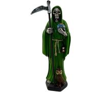 HOSTENATURA Figura Santa Muerte Verde 15 cm | Estatua Espiritual de Salud, Prosperidad y Equilibrio | Figura Religiosa Esotérica en Resina