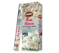 HOSTENATURA Incienso Rosa Blanca AUM Fragrances - Caja de 6 cajitas de Incienso de 20 barritas - Amor, Refinamiento y Serenidad