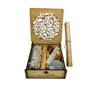 HOSTENATURA Kit de Limpieza Energética y Protección en Caja Madera Incluye Instrucciones y Ritual - Natural y Ecológico - Kit Regalo de Limpieza Energética y Protección - Incluye Ritual Completo