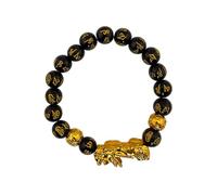 HOSTENATURA | Pulsera Obsidiana Negra Pixiu Feng Shui 10 mm | Amuleto para Atraer Riqueza y Protección | Energía Abundante, Suerte y Defensa Energética