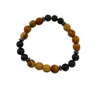 HOSTENATURA Pulsera Palo Santo y Triple Turmalina 8mm | Limpieza Energética y Protección frente a Energías Negativas | Pulsera Esotérica Artesanal