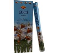 HOSTENATURA Sac | Incienso Coco | Caja de 6 Paquetes Hexagonales x 20 Varillas (120 Varillas) | Incienso Natural Aroma Dulce y Tropical | Elaboración Tradicional India