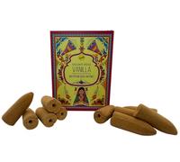 HOSTENATURA SREE VANI Golden India | Conos Incienso Reflujo Vainilla | 10 Conos Blackflow Backflow | Incienso Cascada para Fuente de Humo | Aroma Dulce para Relajación, Meditación y Hogar