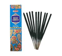 HOSTENATURA Tridev | Incienso Ámbar Almizcle Natural | 10 Varillas Extra Gruesas | Aroma Cálido y Suave para Relajación, Meditación y Hogar | Incienso en Bastones
