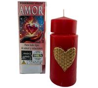 HOSTENATURA | Velón de Carga Amor 14x6 cm | Velón Esotérico para Atracción y Armonía de Pareja | Ritual Espiritual de Energía Amorosa | Elaboración Artesanal