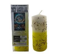 HOSTENATURA | Velón Herbóreo 7x7 Astral 14x6 cm | Velón Esotérico para Protección, Limpieza, Abre Caminos y Prosperidad | Vela Artesanal con Hierbas Naturales y Energía Espiritual