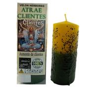 HOSTENATURA | Velón Herbóreo Atrae Clientes 14x6 cm | Velón Esotérico para Aumento de Clientes y Ventas | Ritual para Abrir Caminos Comerciales, Prosperidad y Éxito Laboral | Elaboración Artesanal