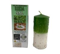 HOSTENATURA | Velón Herbóreo Ruda y Sal 14x6 cm | Velón Esotérico para Limpieza Energética de Hogar y Negocio | Ritual de Protección y Purificación Espiritual | Elaboración Artesanal