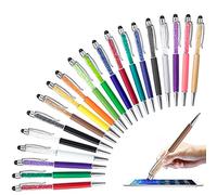 HOSTK 20 Piezas Bolígrafo Stylus 2 en 1 de, bolígrafo táctil con Pantalla retráctil de Diamante de Cristal, bolígrafos capacitivos para teléfono, Nota, pestaña (20 Pluma de Tinta Negra)