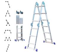 HOSTRÖM Escalera Plegable articulada STAVALANCE 4x3 escalones, andamio multifunción, Separador de Muro, Taburete, 2 Placas para Plataforma de Trabajo.