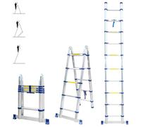 HOSTRÖM Escalera telescópica articulada de 3,2 m STEMPAKT, Escalera de 2 x 5 peldaños Plegable Profesional multifunción, H MAX Trabajo 4,1 m, garantía de 5 años.