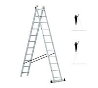HOSTRÖM Escalera Transformable 2 Planos StablePro 2 x 11 peldaños de Aluminio Extensible Deslizante, 3 Posiciones, Altura de Trabajo máx. 5,78 m, garantía de 5 años.