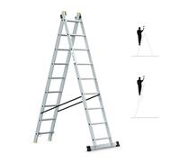 HOSTRÖM Escalera Transformable 2 Planos StablePro 2 x 9 peldaños de Aluminio Extensible Deslizante, 3 Posiciones, Altura de Trabajo máx. 5,02 m, garantía de 5 años.