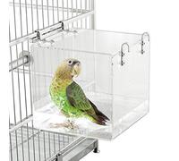 HOSUKKO Baño para pájaros para Jaula de 6.4 x 6.4 x 6.4 Pulgadas, bañera de pájaro, periquitos para Ducha, bañera, pajarito, Caja para Loros pequeños con 4 Ganchos (Birdbath-L)