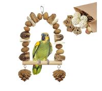 HOSUKU Soporte de percha para tuercas con materiales intercambiables, juego de pájaros natural y seguro para ejercicio de pico y estimulación mental