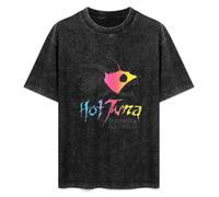 Hot 2017 Tuna - Camiseta casual de verano de manga corta con cuello redondo de algodón, unisex, lavada, vintage, color negro, Negro, 3XL