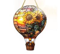 Hot Air Balloon Decorations, Stained Decor Ornaments, Solar Light Outdoor Hanging Art, Fade Resistant and Weatherproof Design, Backyard, Garden, Patio, Terrace, Yard 7.87x5.91 Inch