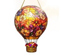 Hot Air Balloon Decorations, Stained Decor Ornaments, Solar Light Outdoor Hanging Art, Fade Resistant and Weatherproof Design, Backyard, Garden, Patio, Terrace, Yard 7.87x5.91 Inch
