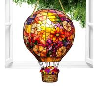 Hot Air Balloon Decorations - Stained Ornament, 20x15cm Sun-Catcher For Backyard Lighting, Weatherproof Illumination With Vibrant Tints, Hanging Decor, Illumination For Terrace, Garden, Path And Park