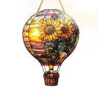 Hot Air Balloon Decorations - Stained Ornament, 20x15cm Sun-Catcher For Backyard Lighting, Weatherproof Illumination With Vibrant Tints, Hanging Decor, Illumination For Terrace, Garden, Path And Park