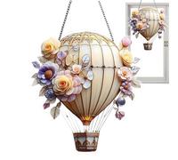Hot Air Balloon Lantern Decor, Colorful Stained Acrylic Colging, Charming Decorative Lawn Accent for Window, Doorway, Garden Tree, Porch, Balcony, and Home Interior Display