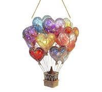 Hot Air Balloon Lantern Decor, Colorful Stained Acrylic Colging, Charming Decorative Lawn Accent for Window, Doorway, Garden Tree, Porch, Balcony, and Home Interior Display