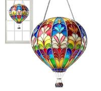 Hot Air Balloon Lantern Decor, Colorful Stained Acrylic Colging, Charming Decorative Lawn Accent for Window, Doorway, Garden Tree, Porch, Balcony, and Home Interior Display