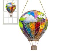 Hot Air Balloon Lantern - Stained Glass Style Acrylic Ornament | 2D Charming Home Decor Decorative Lawn Ornament | Weather-Resistant Garden Yard Porch Decor | Outdoor Hanging Lantern For Patio Pathway