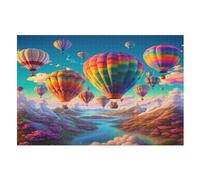 Hot Air Balloon Rompecabezas de madera 1000 piezas adultas, póster Jigsaw Puzzle, diseño único juguete educador para adolescentes y niños (75×50cm)