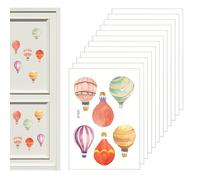 Hot Air Balloon Stickers, 12 Piece Wall Decal Set, Removable Decorative Vinyl Murals with Soft Finish, Lightweight Adhesive Art Pack, Floating Balloon Design with Modern Style, Room Decor for Nursery