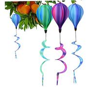 Hot Air Balloon Wind Spinner 3Pcs 25x120cm DIY Hanging Rotating Decorative PVC Spinners Pendant Decoration for Garden Yard Tree