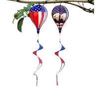 Hot Air Balloon Wind Spinners, 2 Pieces Hot Air Balloon Windmill Decor, 43 Inch Yard Spinners For Patio Porch Window Tree Balcony 4th Of July Memorial Day Holiday Outdoor Garden Hanging Decoration Use