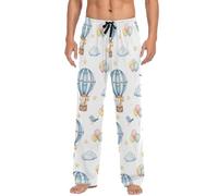 Hot Air Balloons - Pantalones de pijama para hombre, color azul y blanco, pantalones de descanso suaves con bolsillos, ropa de dormir cómoda, Globos aerostáticos azules y blancos, Large